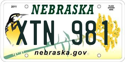 NE license plate XTN981