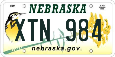 NE license plate XTN984