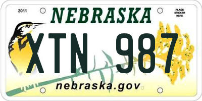 NE license plate XTN987