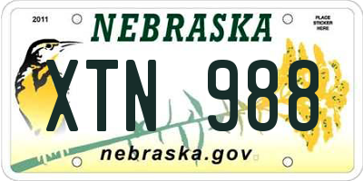 NE license plate XTN988