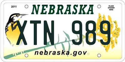NE license plate XTN989