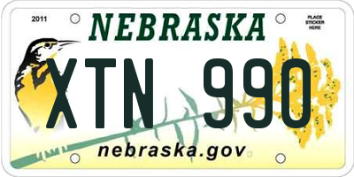 NE license plate XTN990