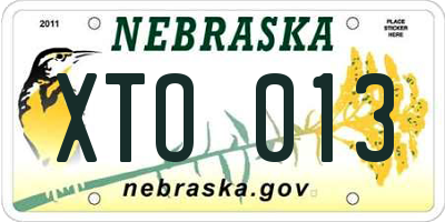 NE license plate XTO013