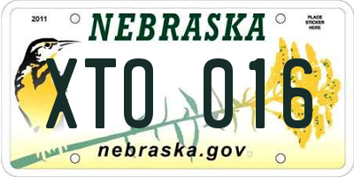 NE license plate XTO016