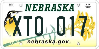 NE license plate XTO017
