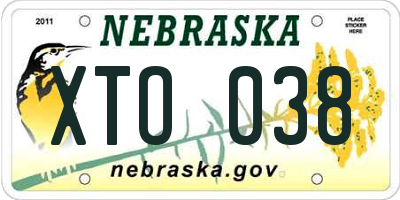 NE license plate XTO038