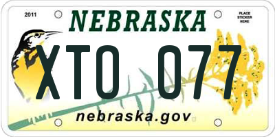 NE license plate XTO077
