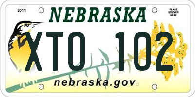 NE license plate XTO102