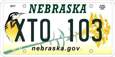 NE license plate XTO103