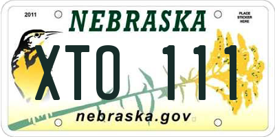 NE license plate XTO111