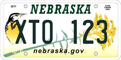 NE license plate XTO123