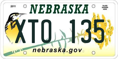 NE license plate XTO135