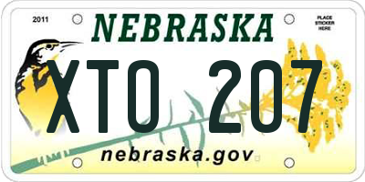 NE license plate XTO207