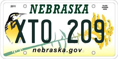 NE license plate XTO209