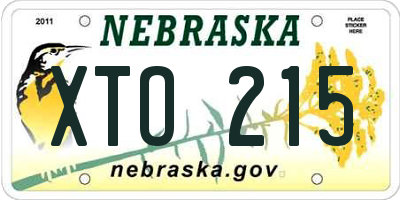 NE license plate XTO215