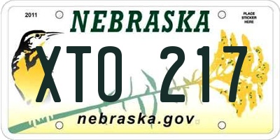 NE license plate XTO217