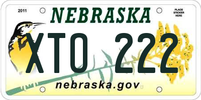 NE license plate XTO222