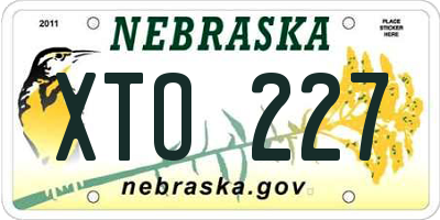 NE license plate XTO227