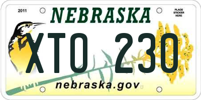 NE license plate XTO230