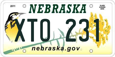NE license plate XTO231