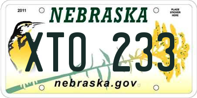 NE license plate XTO233