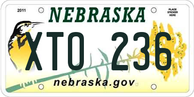 NE license plate XTO236