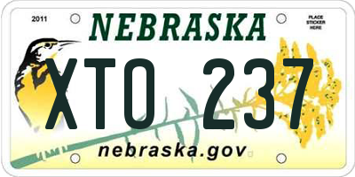 NE license plate XTO237
