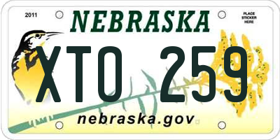 NE license plate XTO259