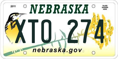 NE license plate XTO274