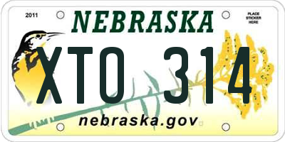 NE license plate XTO314