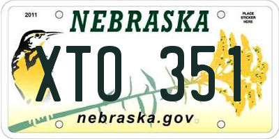 NE license plate XTO351