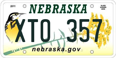 NE license plate XTO357