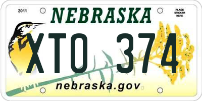 NE license plate XTO374