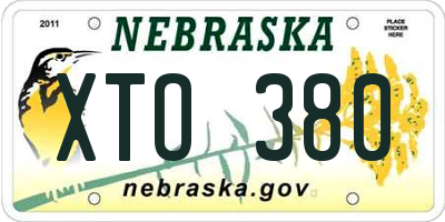 NE license plate XTO380