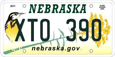 NE license plate XTO390