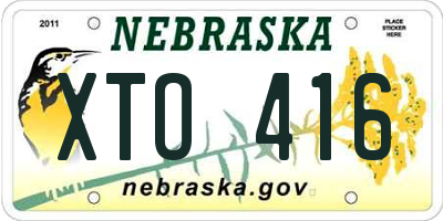 NE license plate XTO416