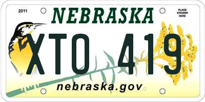 NE license plate XTO419