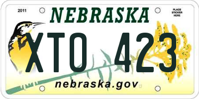 NE license plate XTO423
