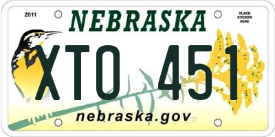 NE license plate XTO451