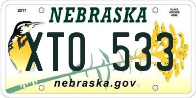 NE license plate XTO533