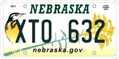 NE license plate XTO632