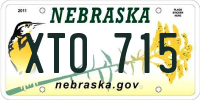 NE license plate XTO715