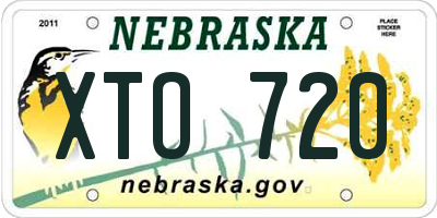 NE license plate XTO720