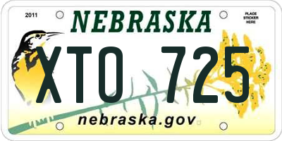 NE license plate XTO725