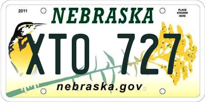 NE license plate XTO727