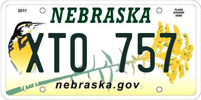NE license plate XTO757