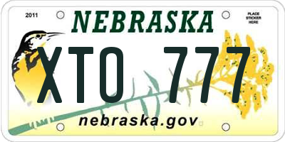 NE license plate XTO777
