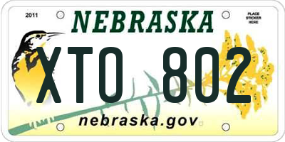 NE license plate XTO802