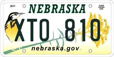 NE license plate XTO810
