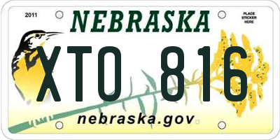 NE license plate XTO816